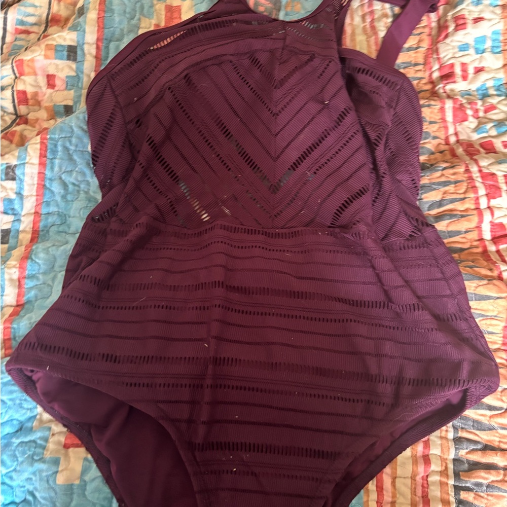 Old Navy Purple One-Piece Swimsuit with Textured Design